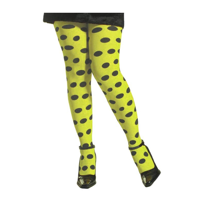 Women's tights 70 den yellow with black dots