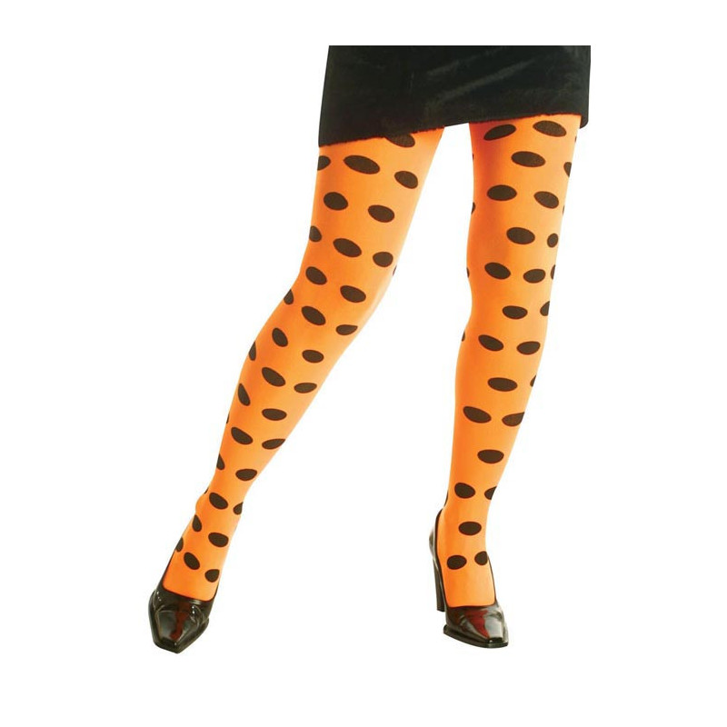 Women's tights 70 den orange with black dots