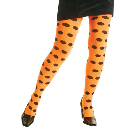 Women's tights 70 den orange with black dots