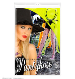Tights for women 40 den neon yellow green with spiders